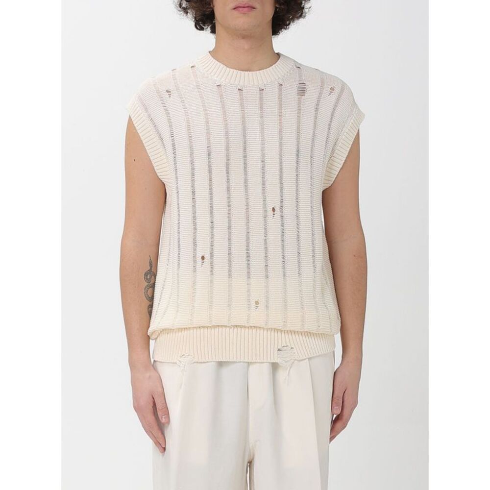 Laneus Men Destroyed Effect Cotton Knit Vest Laneus